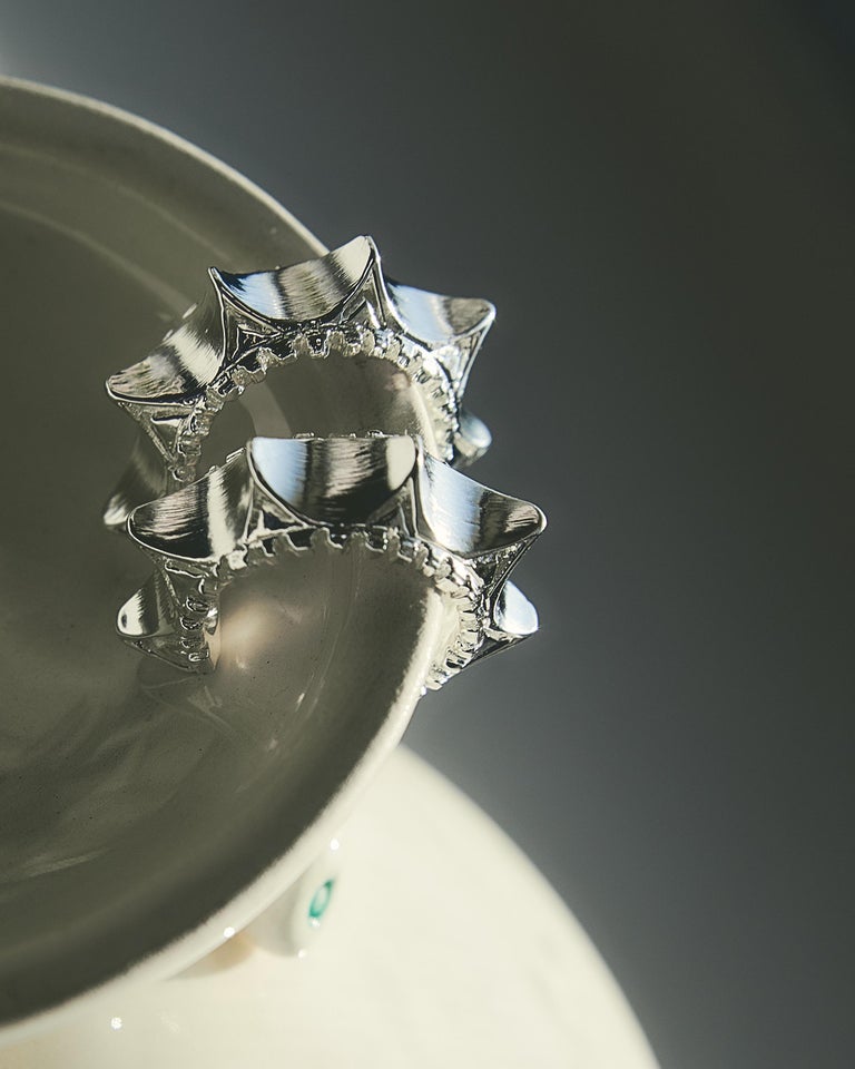 Starfruit Earrings are handcrafted from 24ct silverplated bronze For