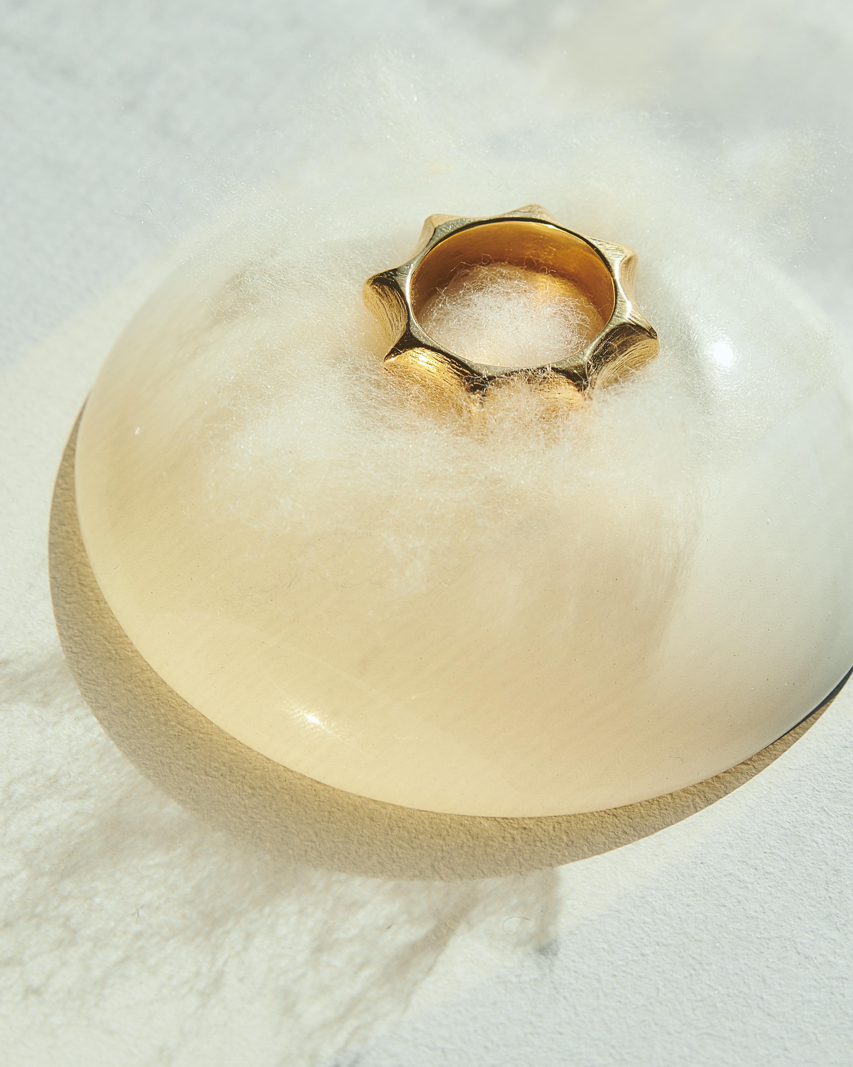 Starfruit Ring is handmade of 24ct gold-plated bronze In New Condition For Sale In London, GB