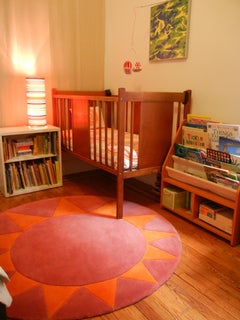 Pink and Orange Sun 'Stargaze' Handtufted Wool Children's Rug by Groundplans