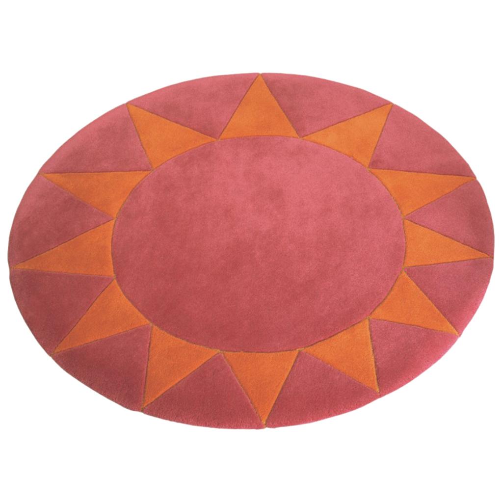 Pink and Orange Sun 'Stargaze' Handtufted Wool Children's Rug by Groundplans im Angebot