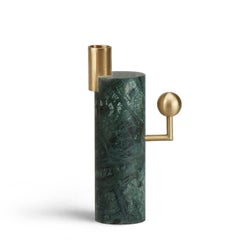 Lara Bohinc, Stargazer Candleholder, Verde Guatemala Marble and Brass, In Stock