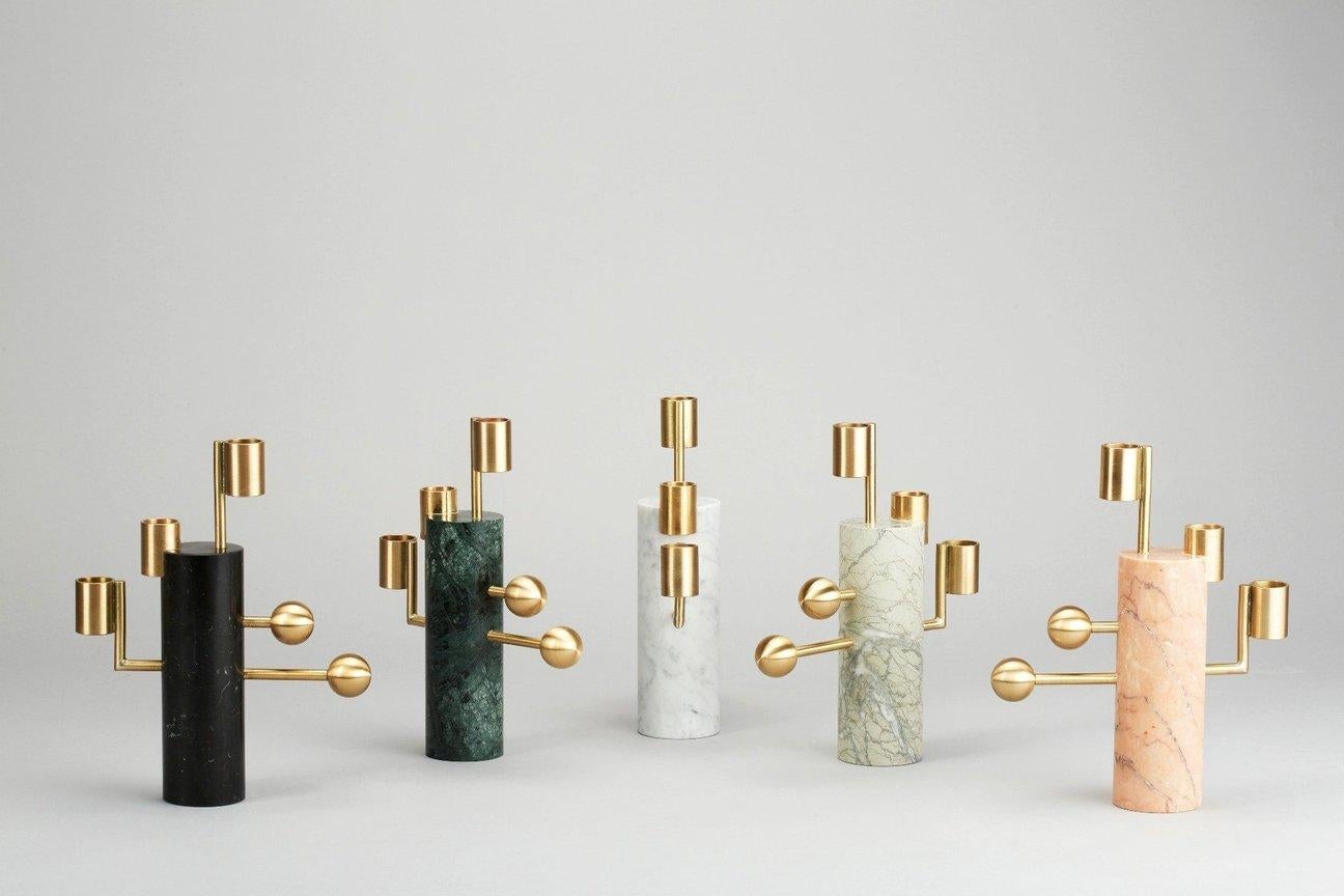Lara Bohinc, Stargazer Candleholder, Verde Guatemala Marble and Brass, In Stock In New Condition For Sale In Holland, AMSTERDAM
