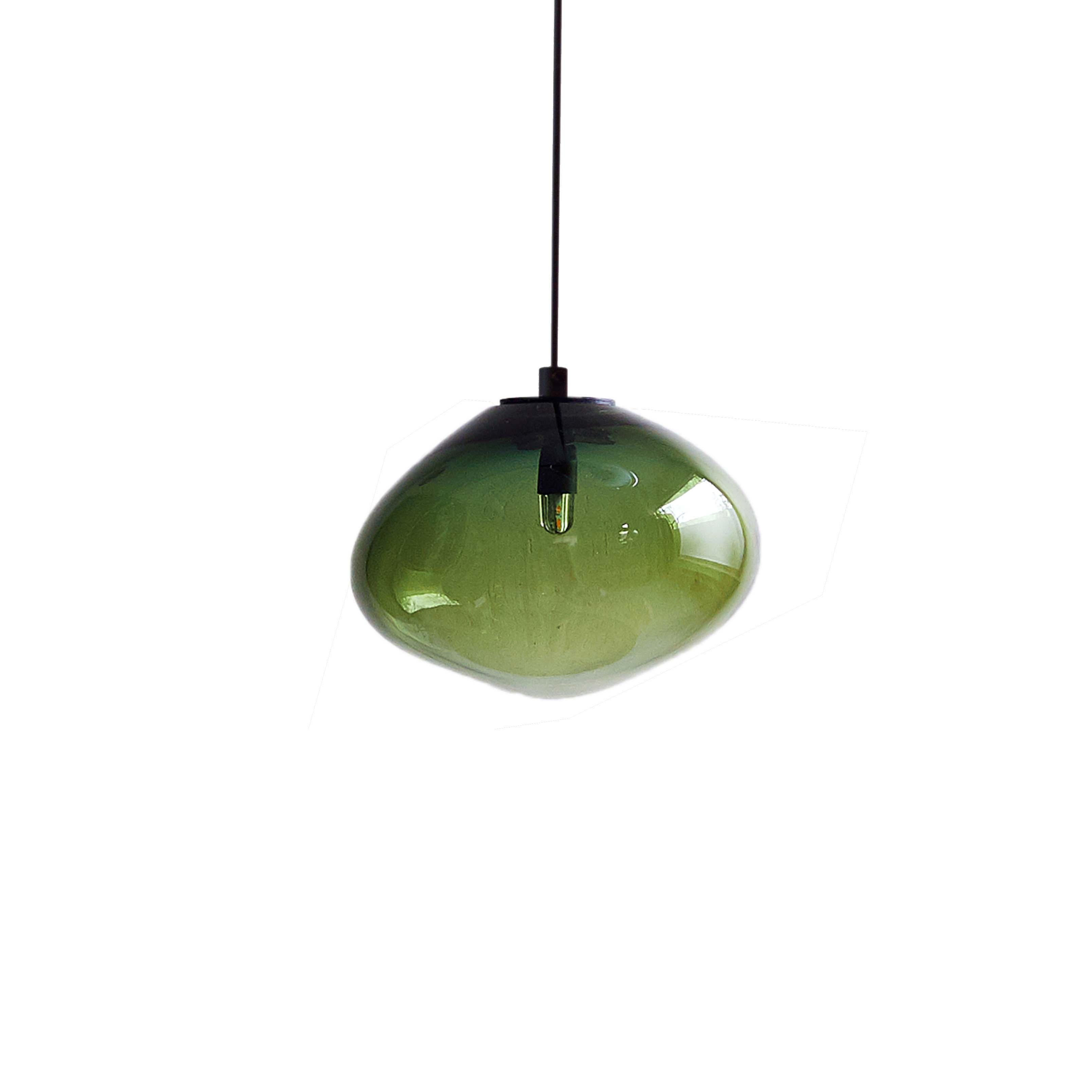 Starglow yellow blue green pendant by ELOA.
No UL listed 
Material: glass, steel, silver.
Dimensions: D 15 x W 13 x H 100 cm.
Also available in different colours and dimensions.

All our lamps can be wired according to each country. If sold to the