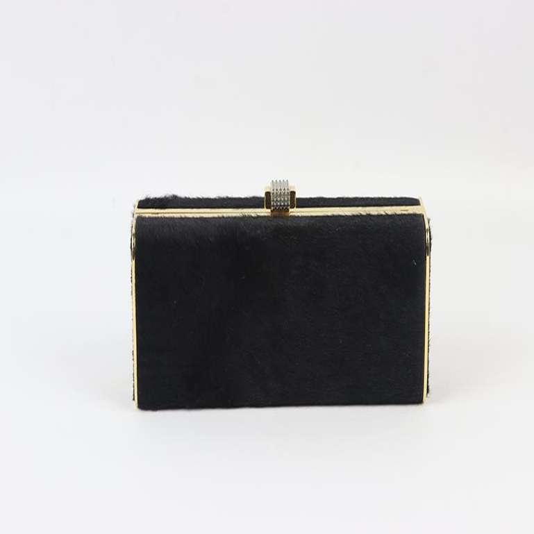 Stark Calf Hair And Leather Box Clutch In Excellent Condition For Sale In London, GB