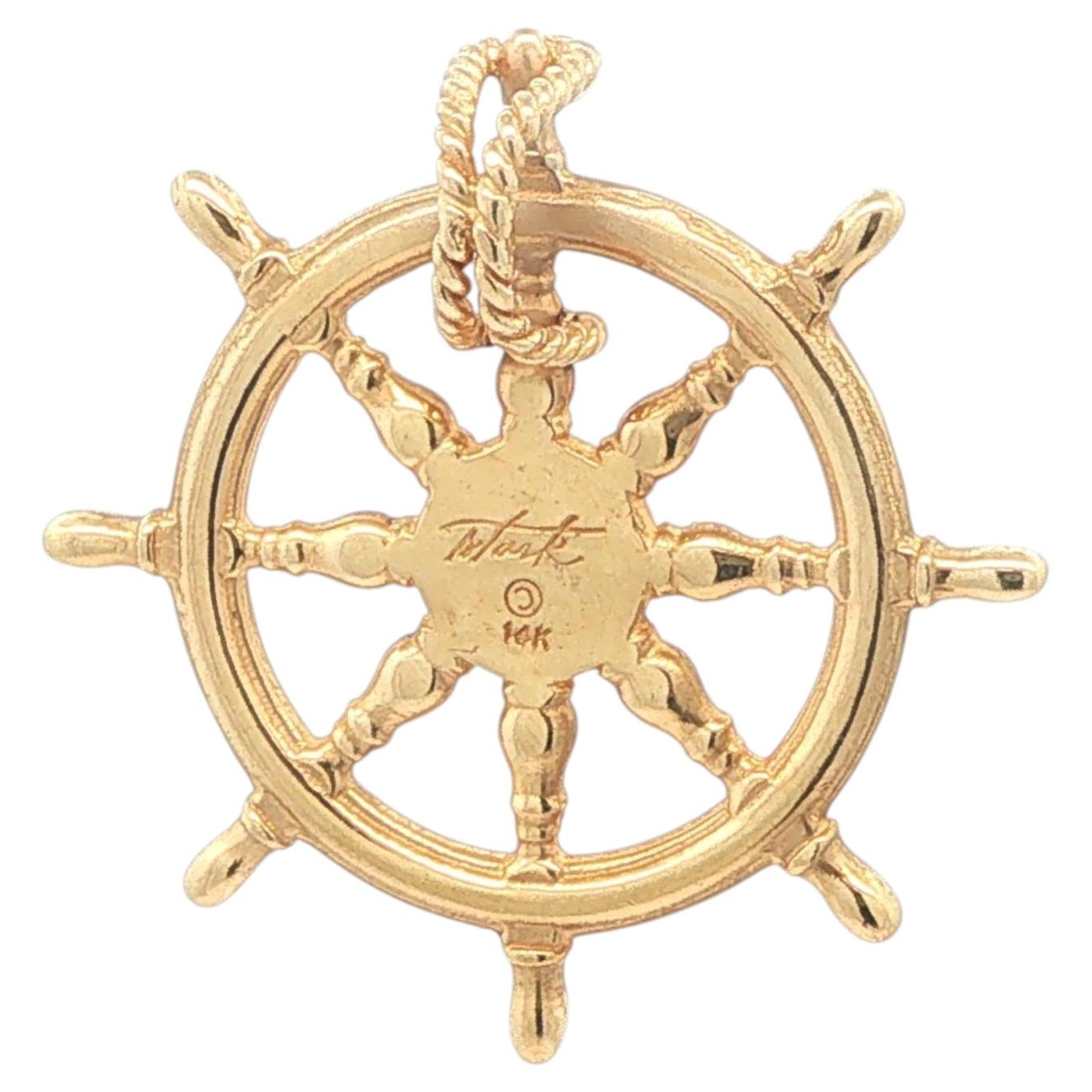 Stark Charles W Morgan 14k Yellow Gold Ship's Wheel Charm Pendant