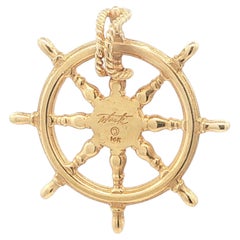 Stark Charles W Morgan 14k Yellow Gold Ship's Wheel Charm Pendant