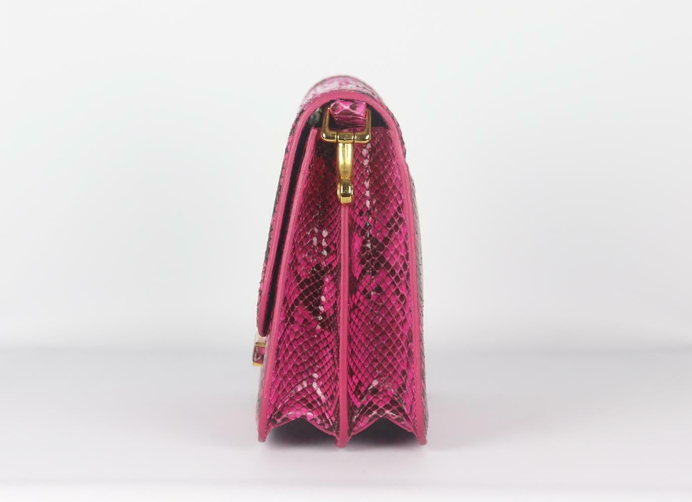 Pink Stark Come Hither Medium Python Shoulder Bag For Sale