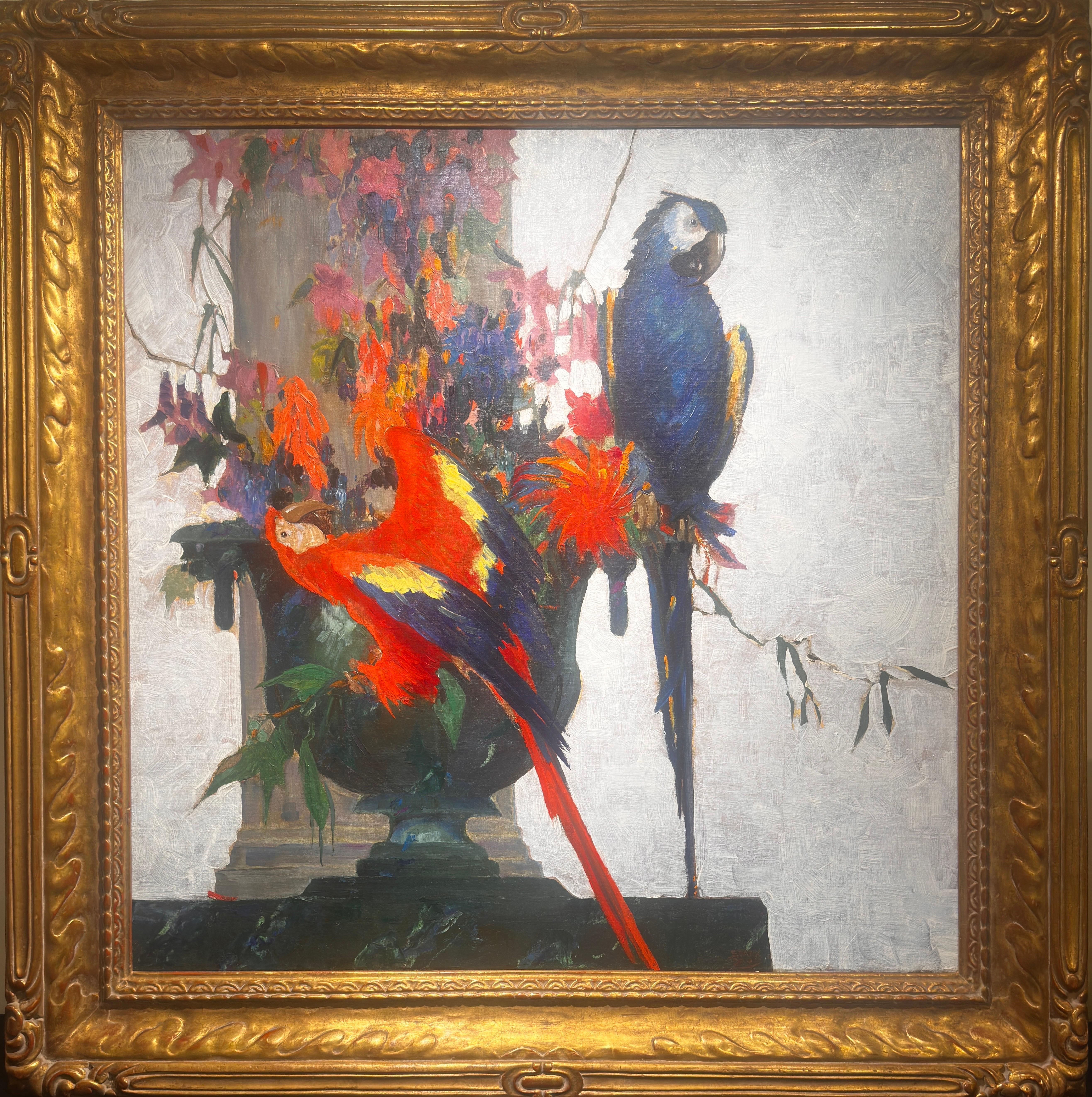 Macaws at the Mission - Painting by Stark Davis 