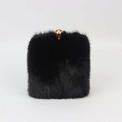 Stark Mink Fur And Suede Box Clutch