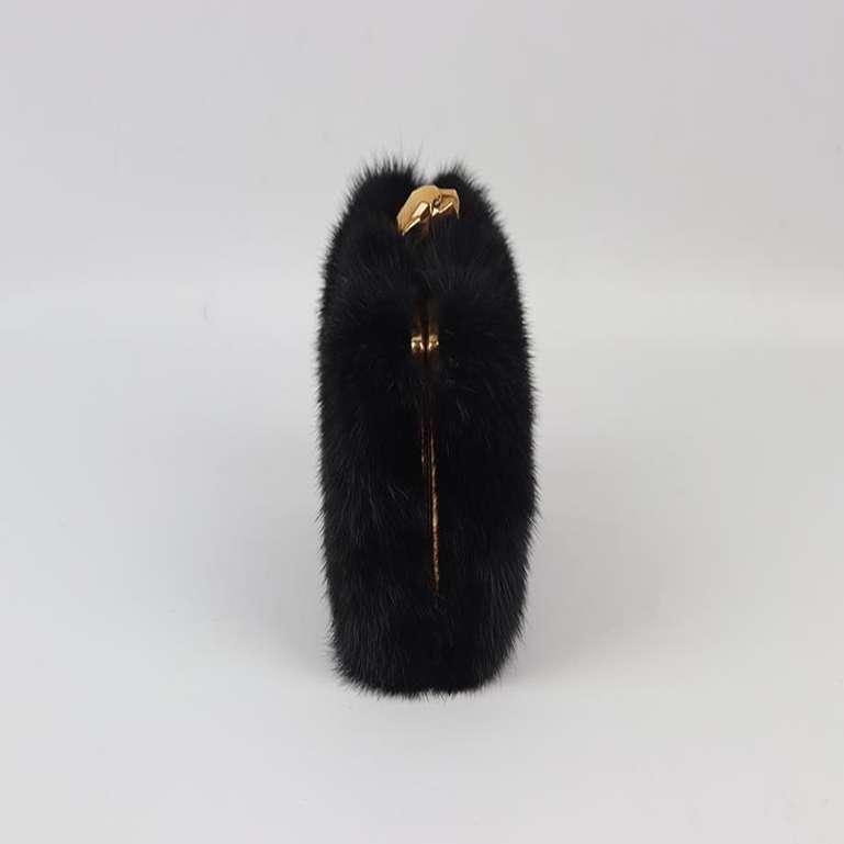 Stark Mink Fur And Suede Box Clutch In Excellent Condition For Sale In London, GB
