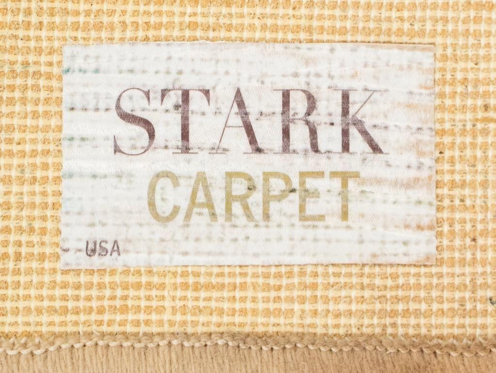 Stark Modern Cream Stripe Wool Rug For Sale 2