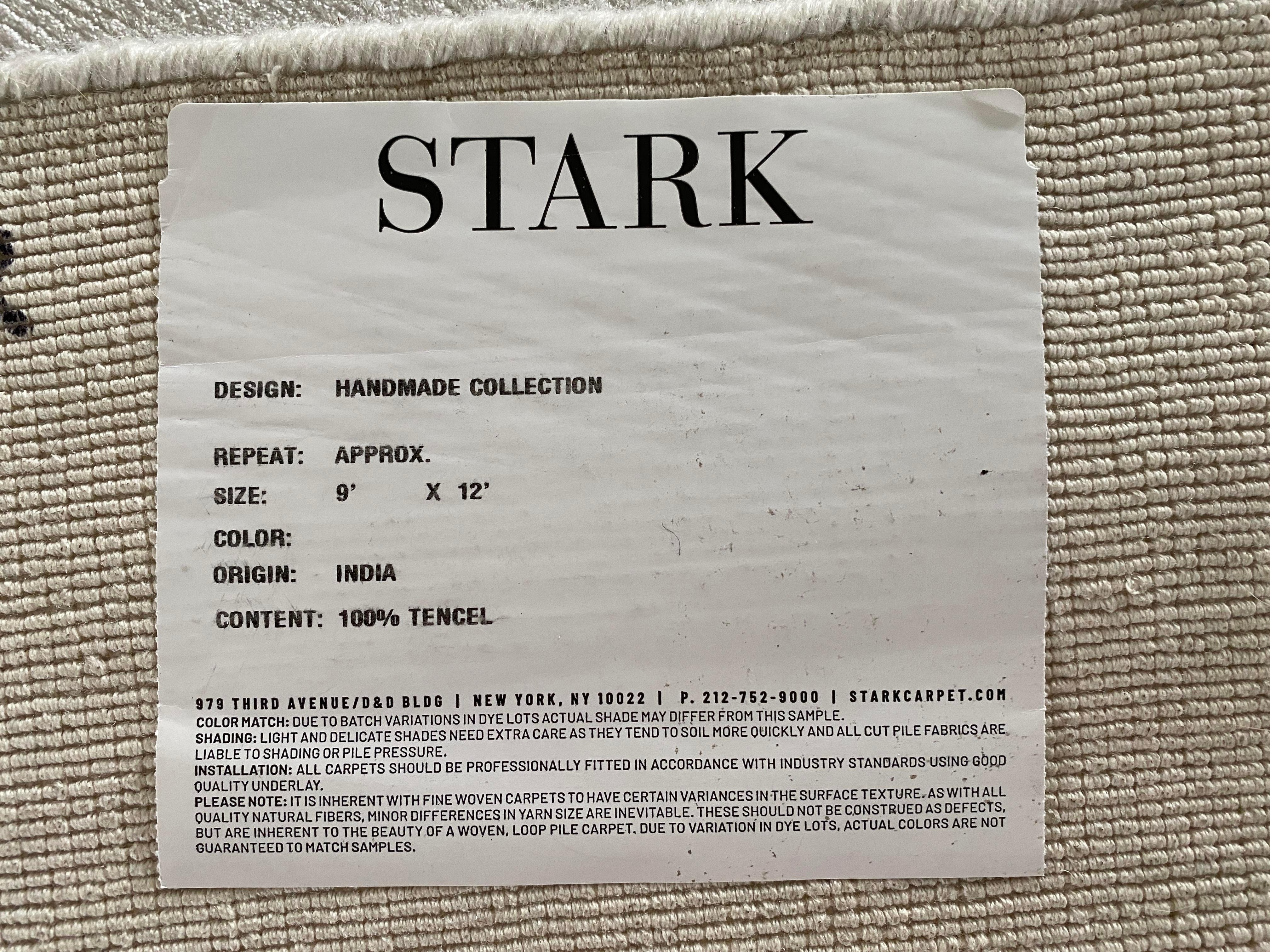 Stark Rug White and Silver Custom Handmade Rug 9' X 12' For Sale 1