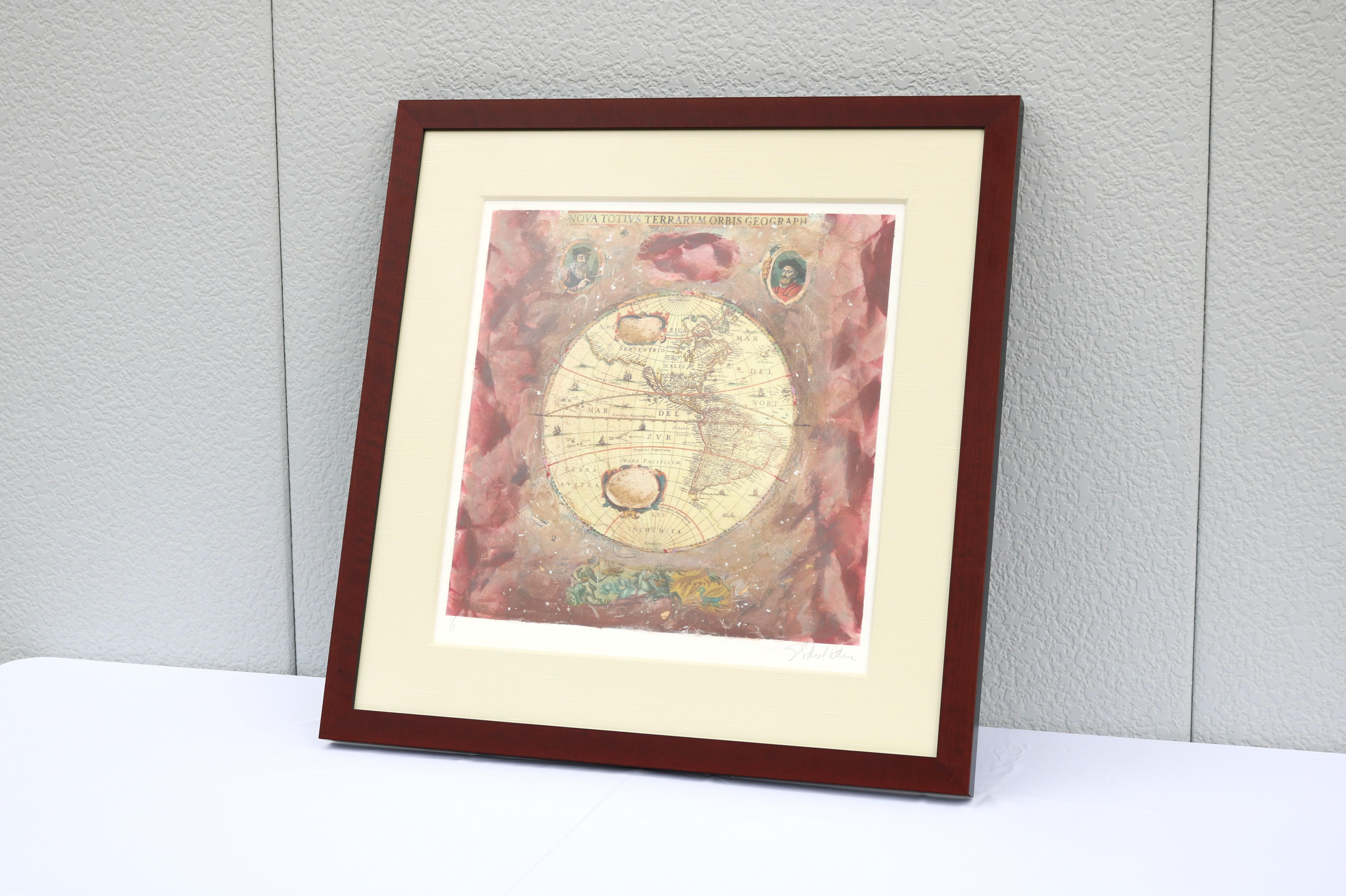 Starlie Sokol Hohne Untitled Globe Mixed Media Monoprint Kunstwerk One-of-a-Kind (amerikanisch) im Angebot
