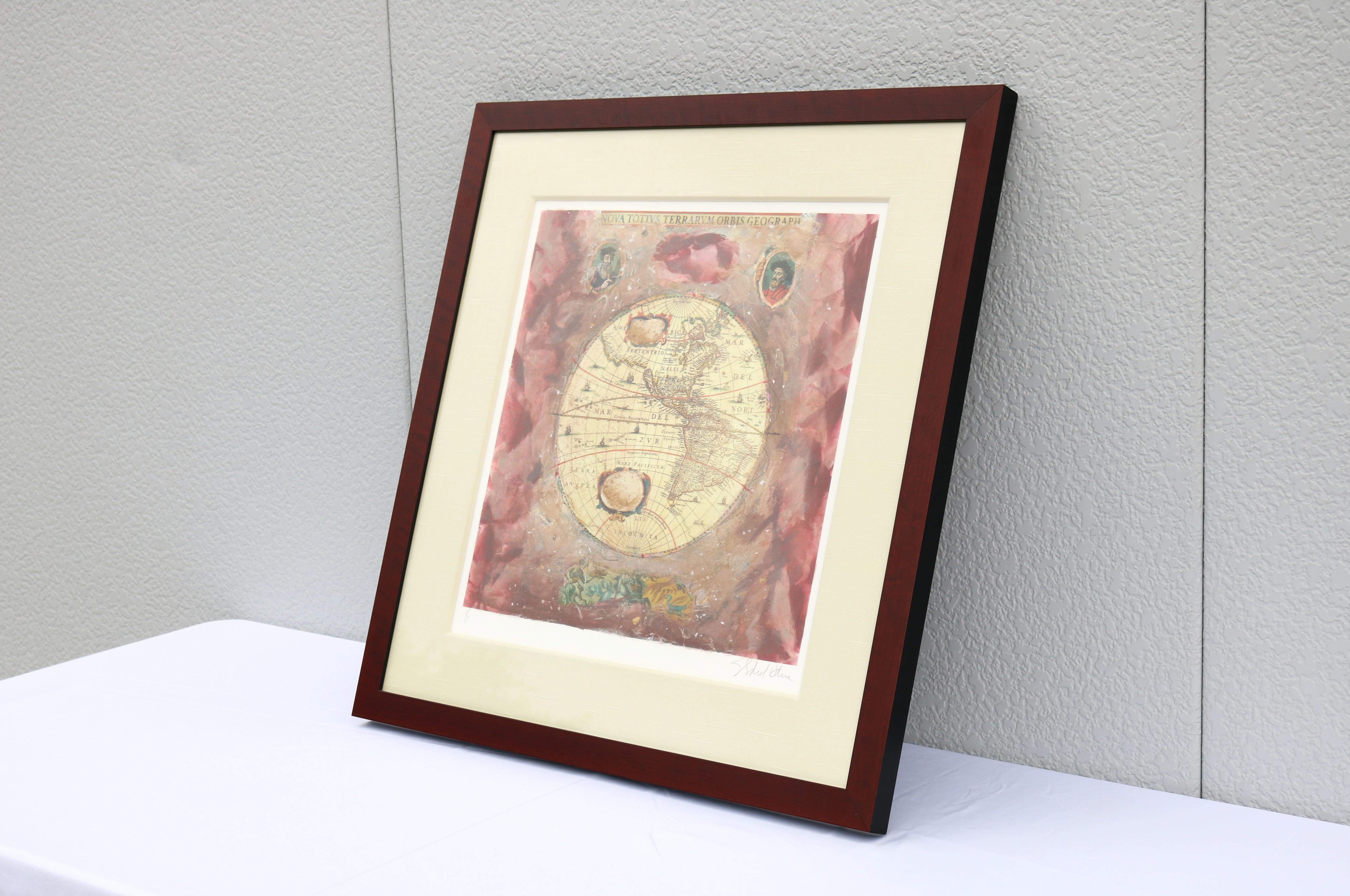 Starlie Sokol Hohne Untitled Globe Mixed Media Monoprint Kunstwerk One-of-a-Kind (Handgefertigt) im Angebot