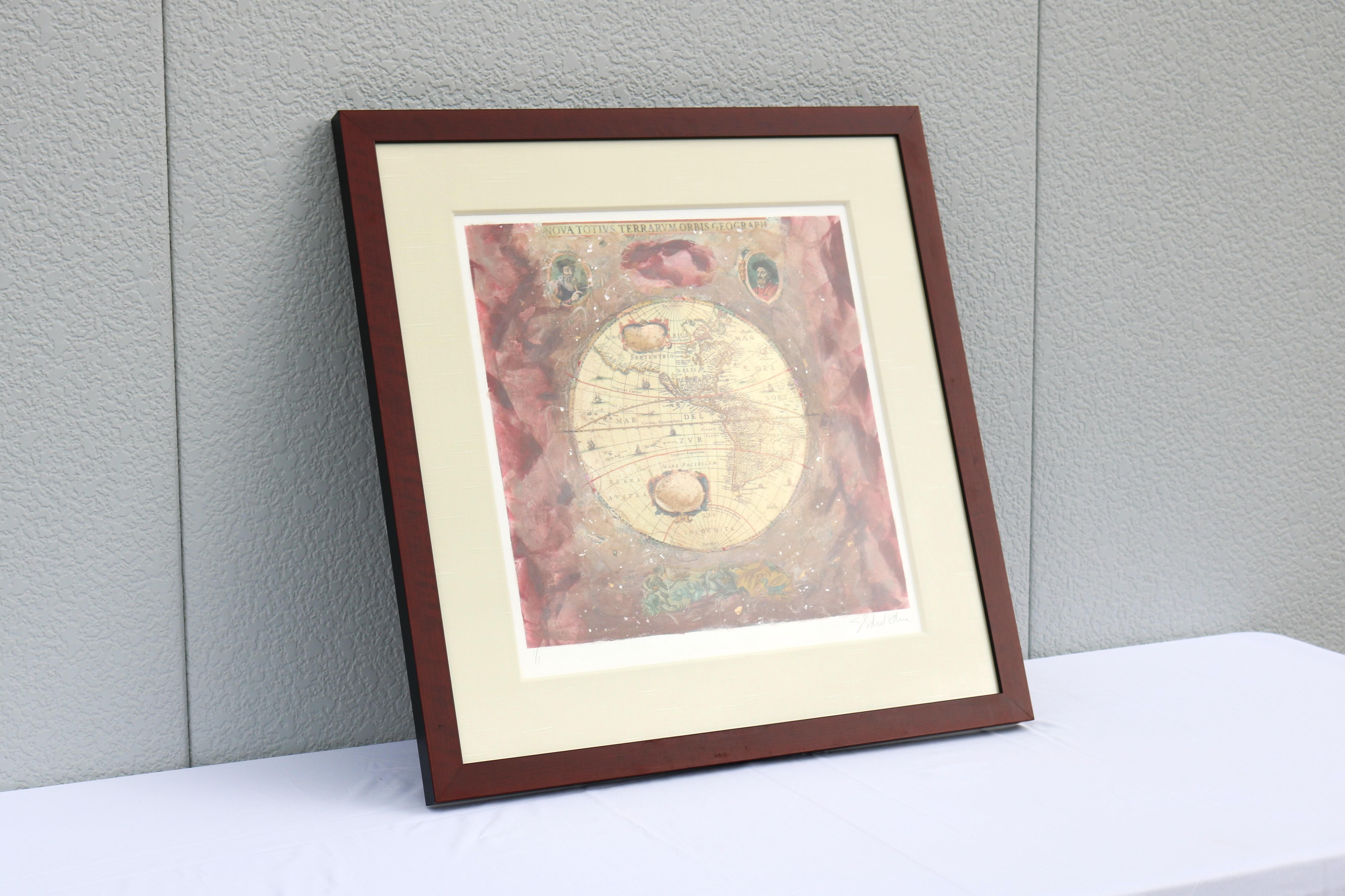 Starlie Sokol Hohne Untitled Globe Mixed Media Monoprint Kunstwerk One-of-a-Kind (Plexiglas) im Angebot