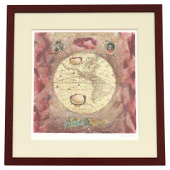 Starlie Sokol Hohne Untitled Globe Mixed Media Monoprint Kunstwerk One-of-a-Kind