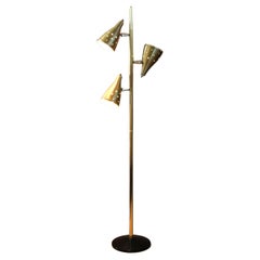 Starlight 3 Shade Mid Century Modern Floor Pole Lamp! 1950s Brass After Stilnovo