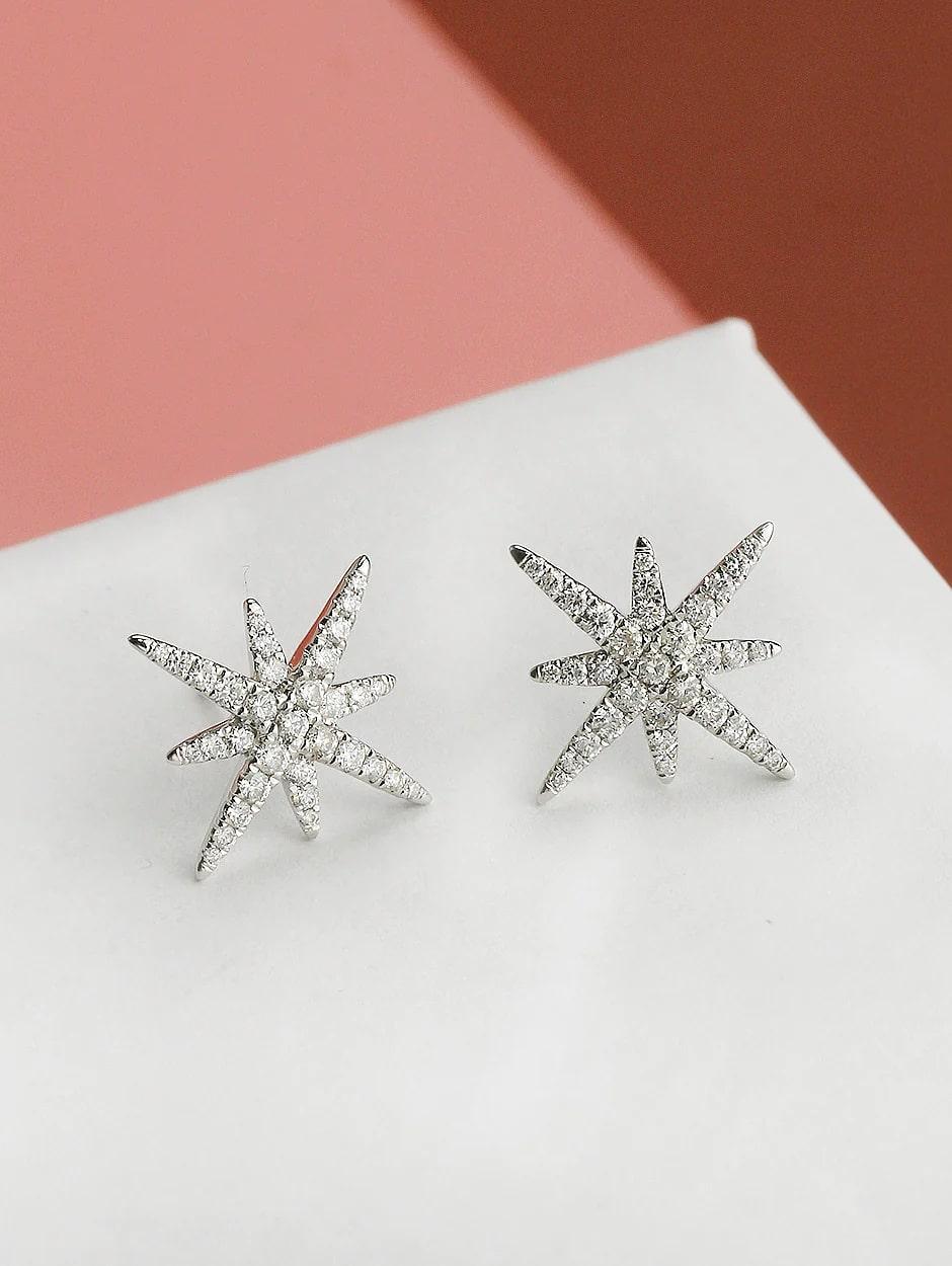 Micro pave white diamond stardust earring, all with a high polish finish. Available in 18K White Gold.

Earring Information
Diamond Type : Natural Diamond
Metal : 18K
Metal Color : White Gold
Diamond Carat Weight : 0.60ttcw
Diamond Color Clarity :