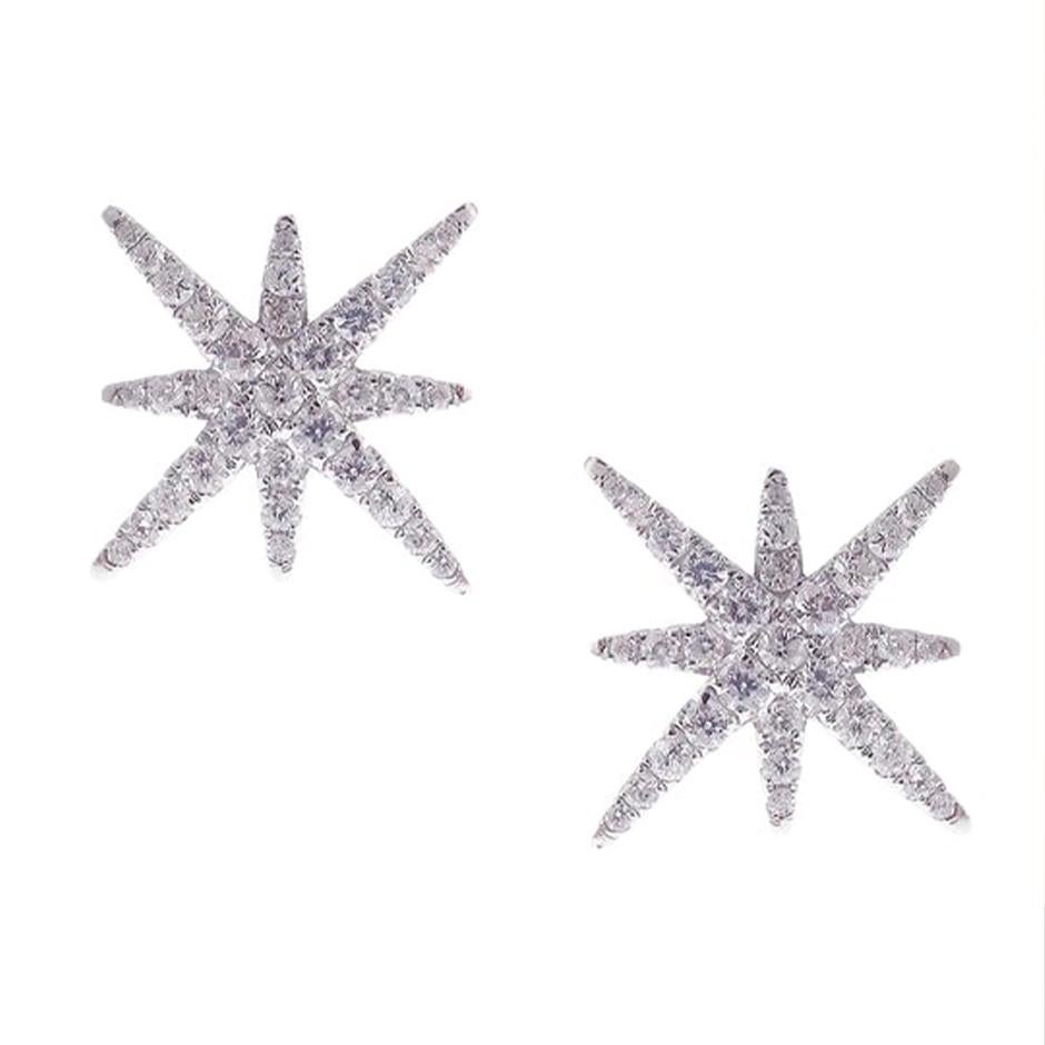 Modern Starlight Cross Diamond Pave Earrings For Sale