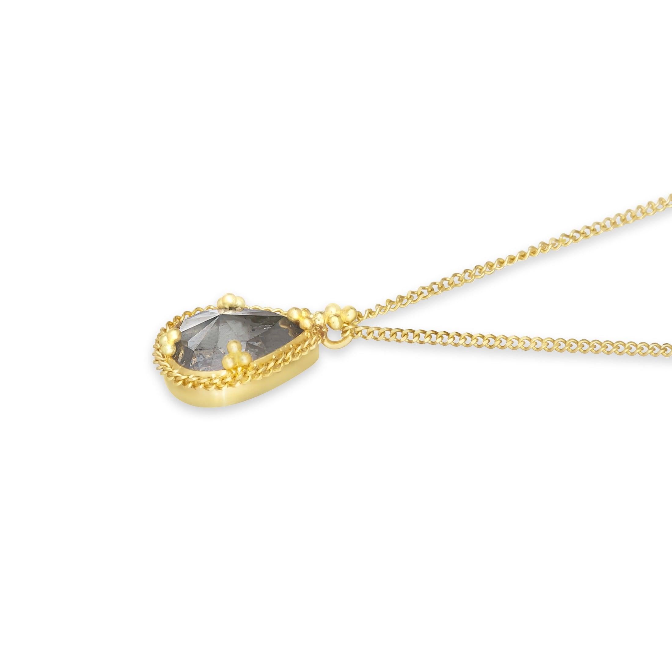 Pear Cut Starlight Diamond Teardrop Necklace For Sale