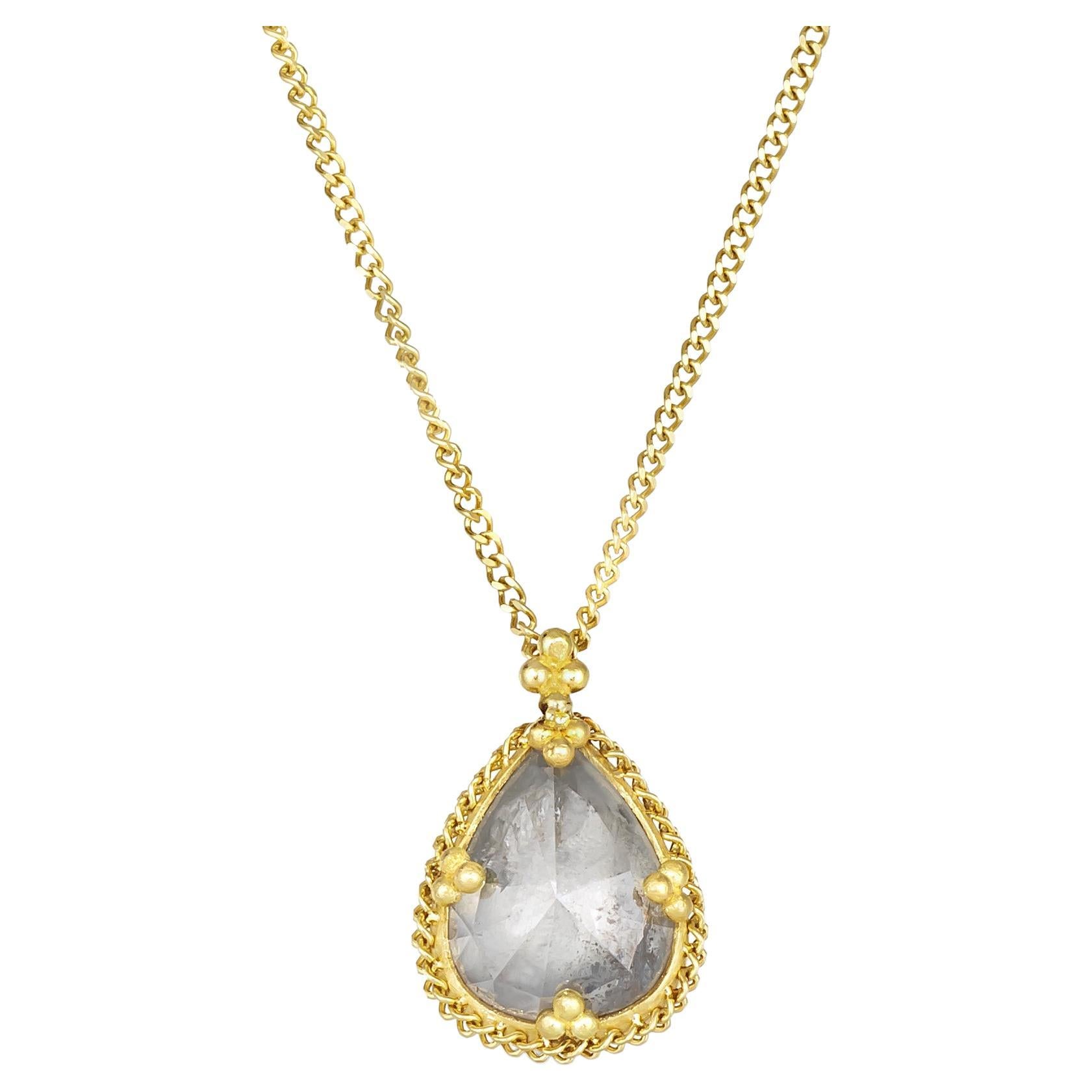 Starlight Diamond Teardrop Necklace For Sale