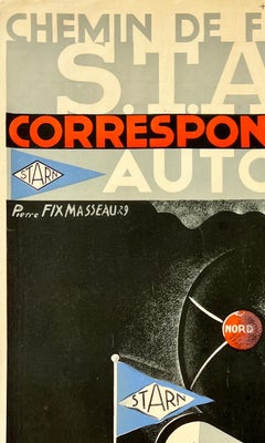STARN AUTOBUS Original Vintage Antique Art Deco Automobile Rail Travel Poster