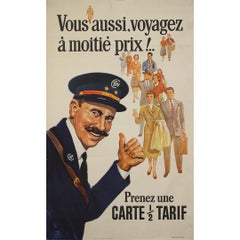 1953 Affiche originale de la SNCF par Starr - Voyager à moitié prix