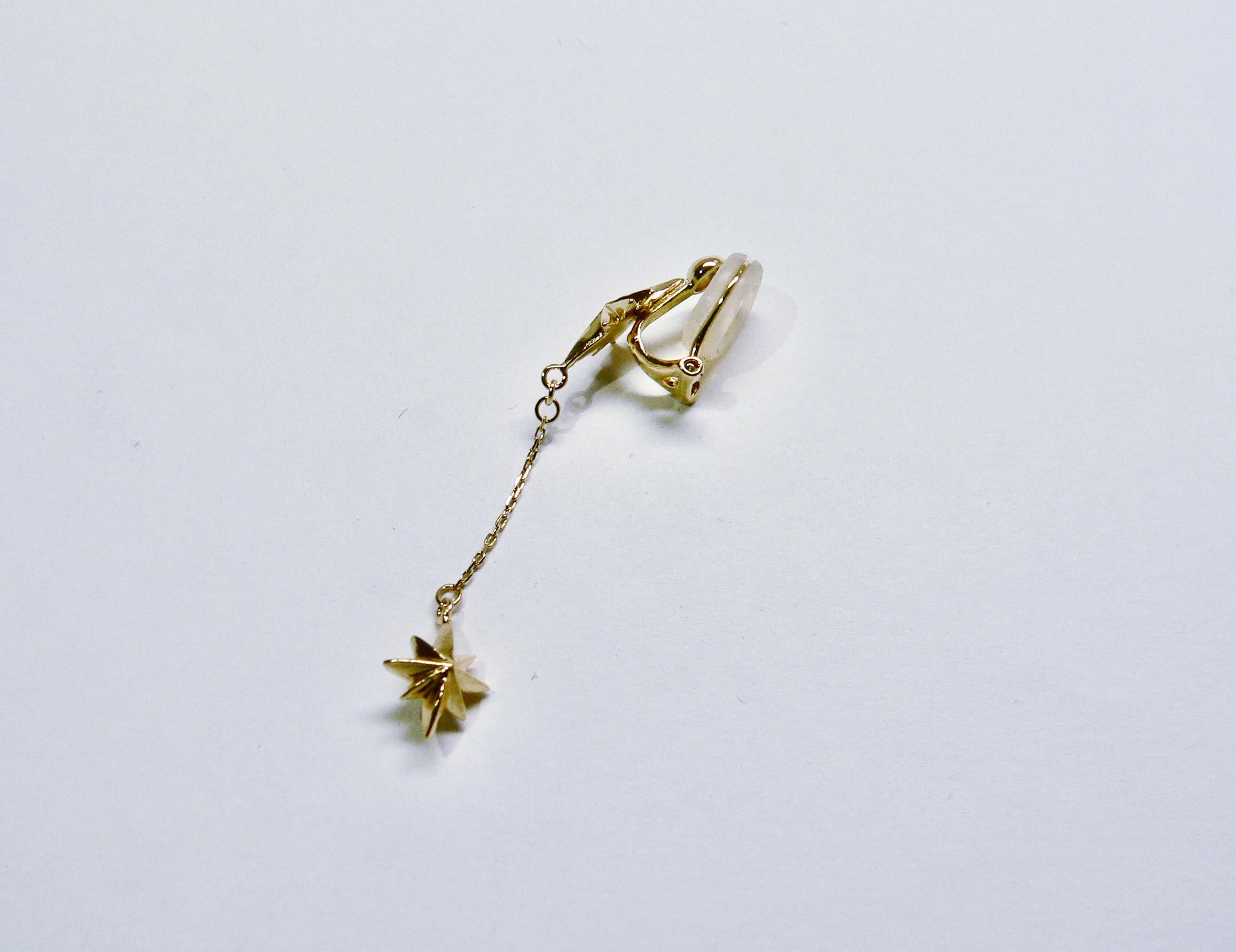 Starry Night Single Clip-on Earring, Sterling Silver, Yellow Gold-plated In New Condition For Sale In Tokyo, JP