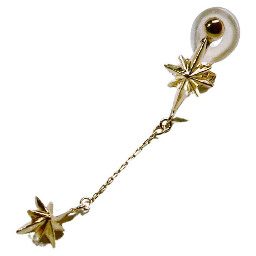 Starry Night Single Clip-on Earring, Sterling Silver, Yellow Gold-plated For Sale