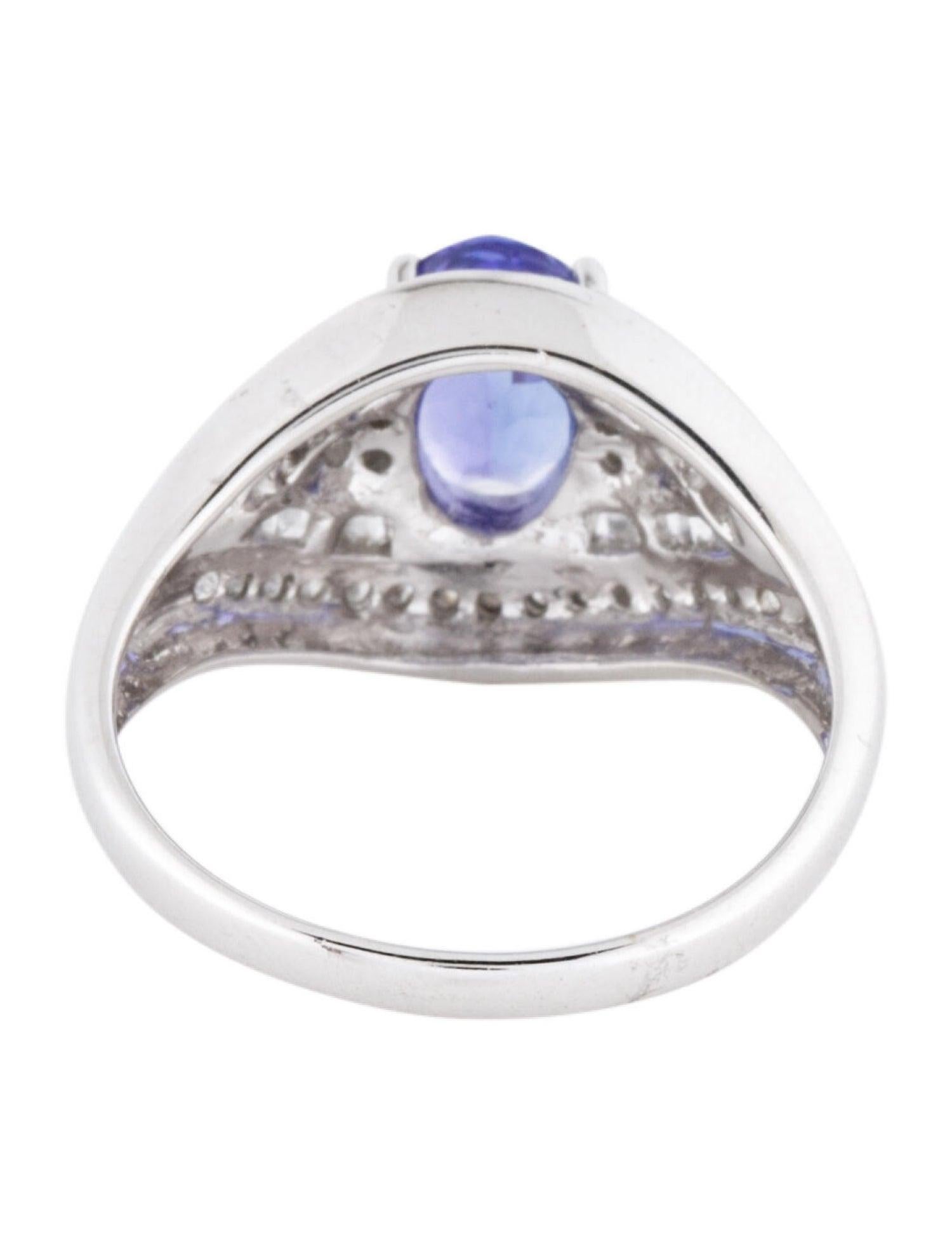 Brilliant Cut 14K Tanzanite & Diamond Ring Size 6.5 Elegant Cocktail Style - Statement Jewelry For Sale