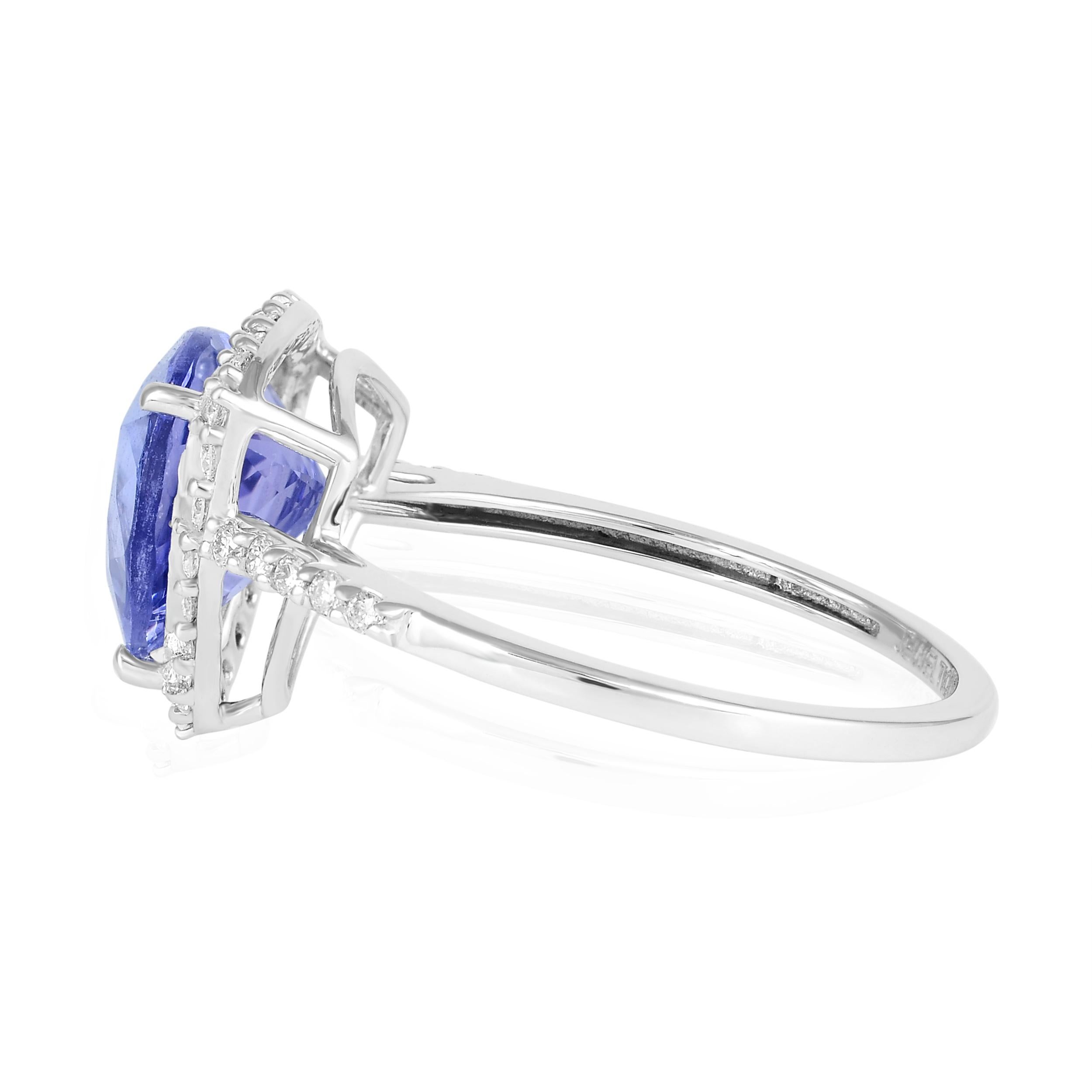 Women's Luxurious 14K Tanzanite & Diamond Cocktail Ring, Size 7 - Statement Jewelry