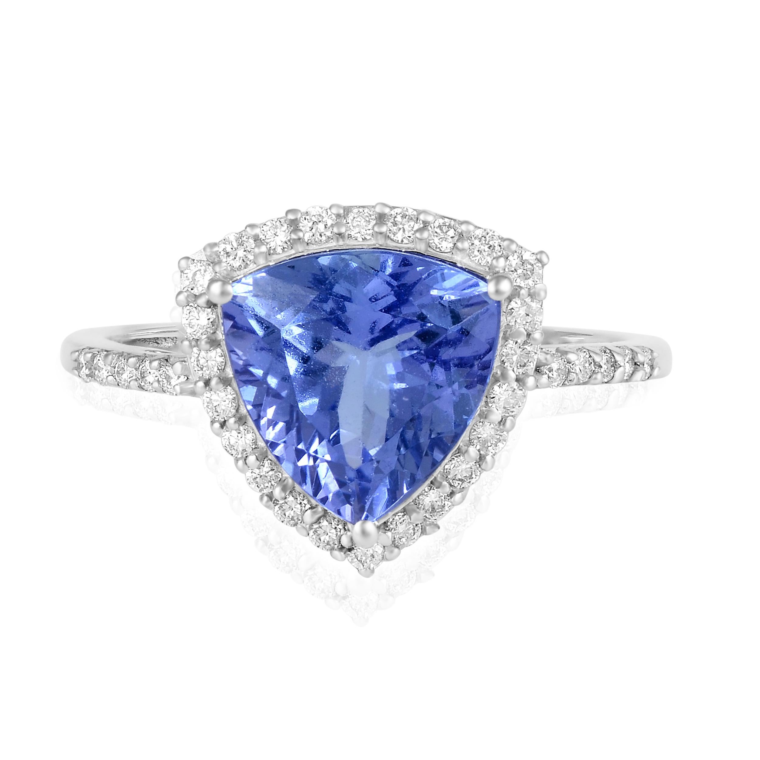 Luxurious 14K Tanzanite & Diamond Cocktail Ring, Size 7 - Statement Jewelry 3
