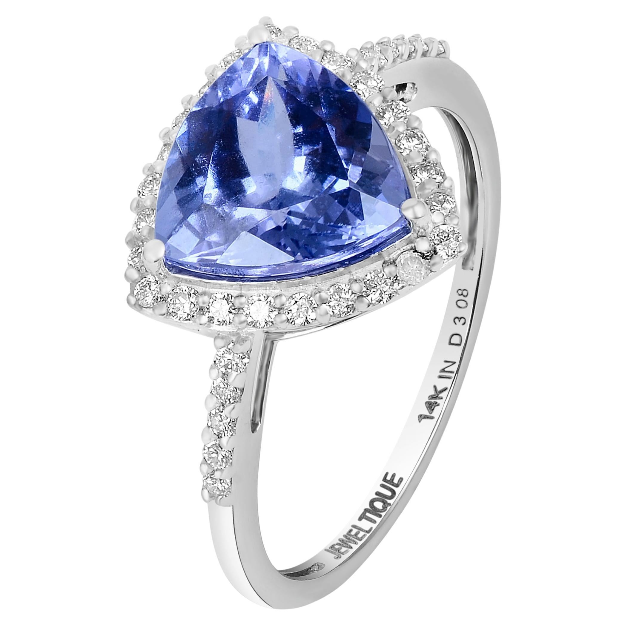 Luxurious 14K Tanzanite & Diamond Cocktail Ring, Size 7 - Statement Jewelry