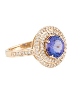 14K Tanzanite & Diamond Cocktail Ring - Size 6.75 - Luxury Statement Jewelry