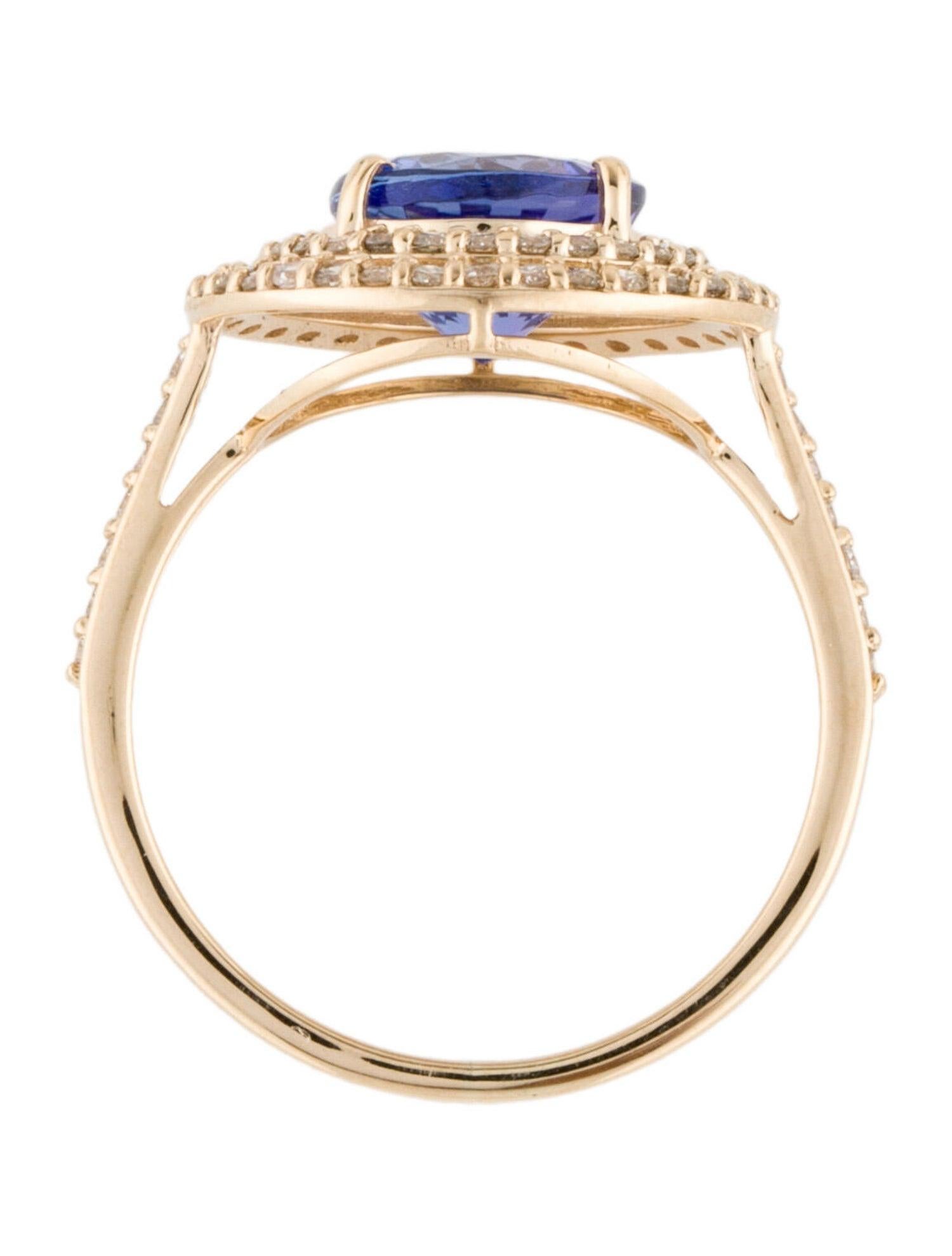 14K Tanzanite & Diamond Cocktail Ring - Size 6.75 - Luxury Statement Jewelry In New Condition For Sale In Holtsville, NY