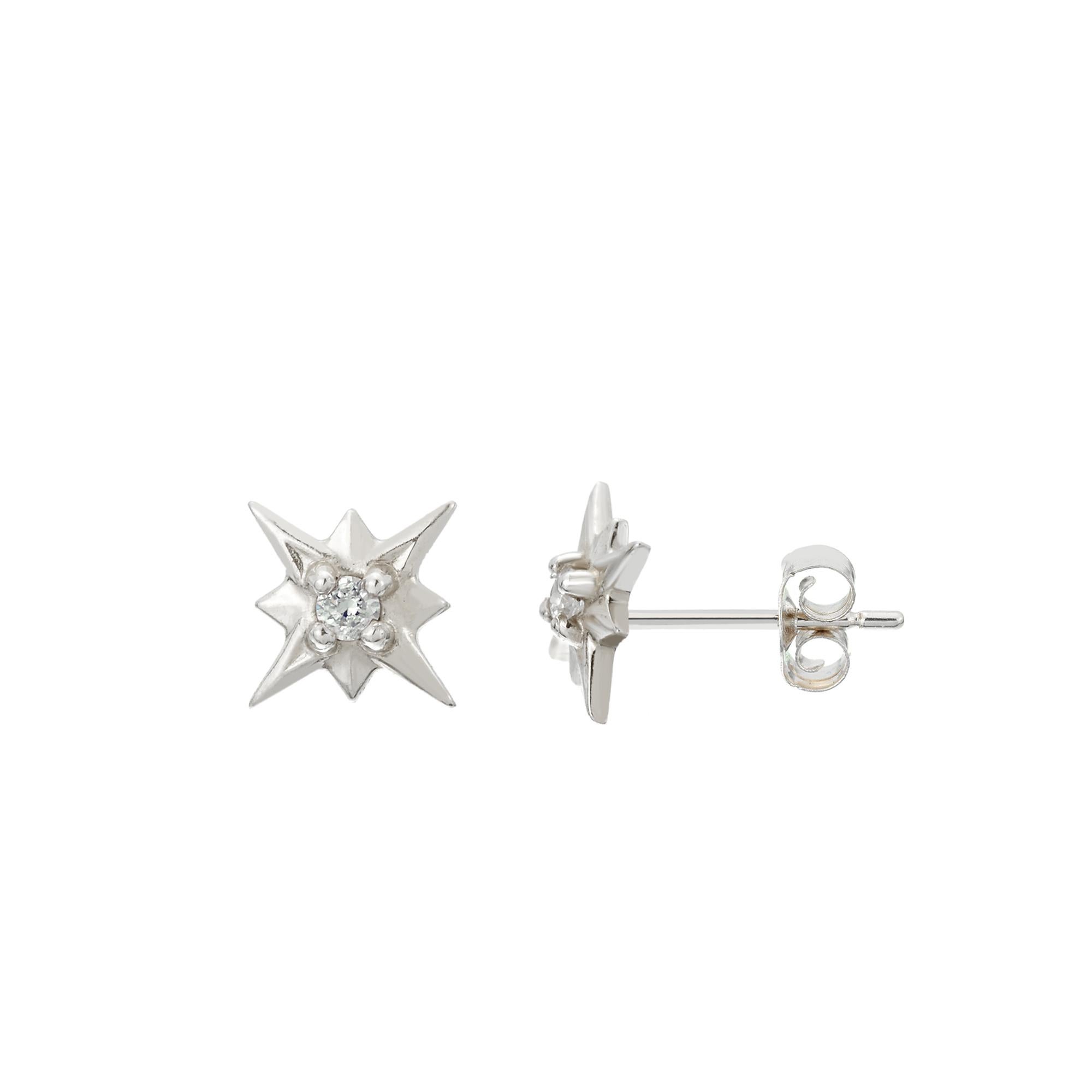 Contemporary Starry Sky Stud Earrings, White Gold For Sale