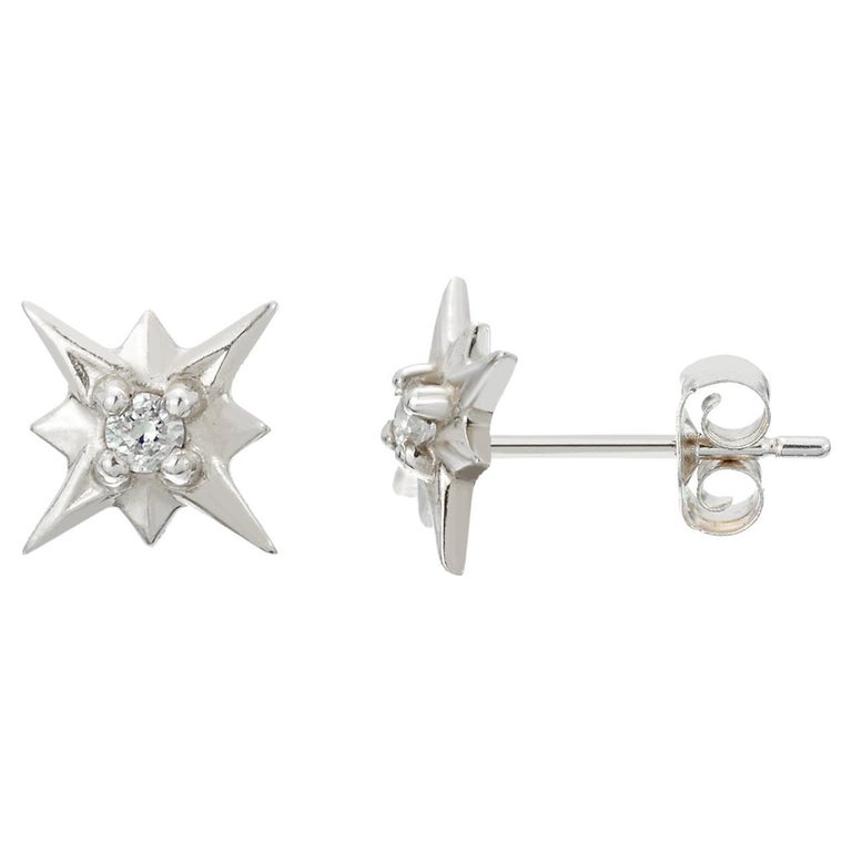 Starry Sky Stud Earrings, White Gold For Sale at 1stDibs