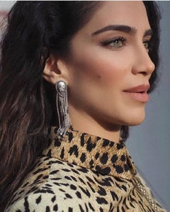 Stars and Moons Charms on Tassels Earrings Sterling Silver plated Rhodium