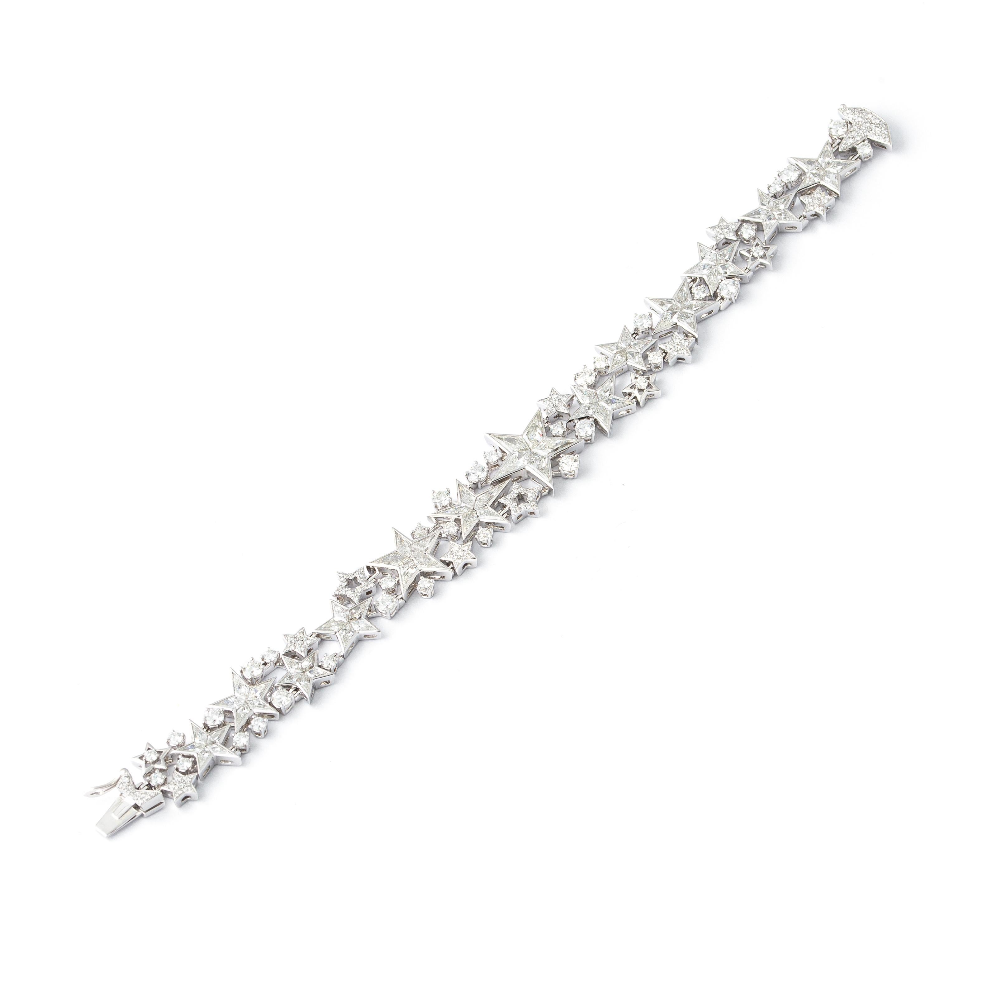 Women's Stars Diamond White Gold Bracelet For Sale