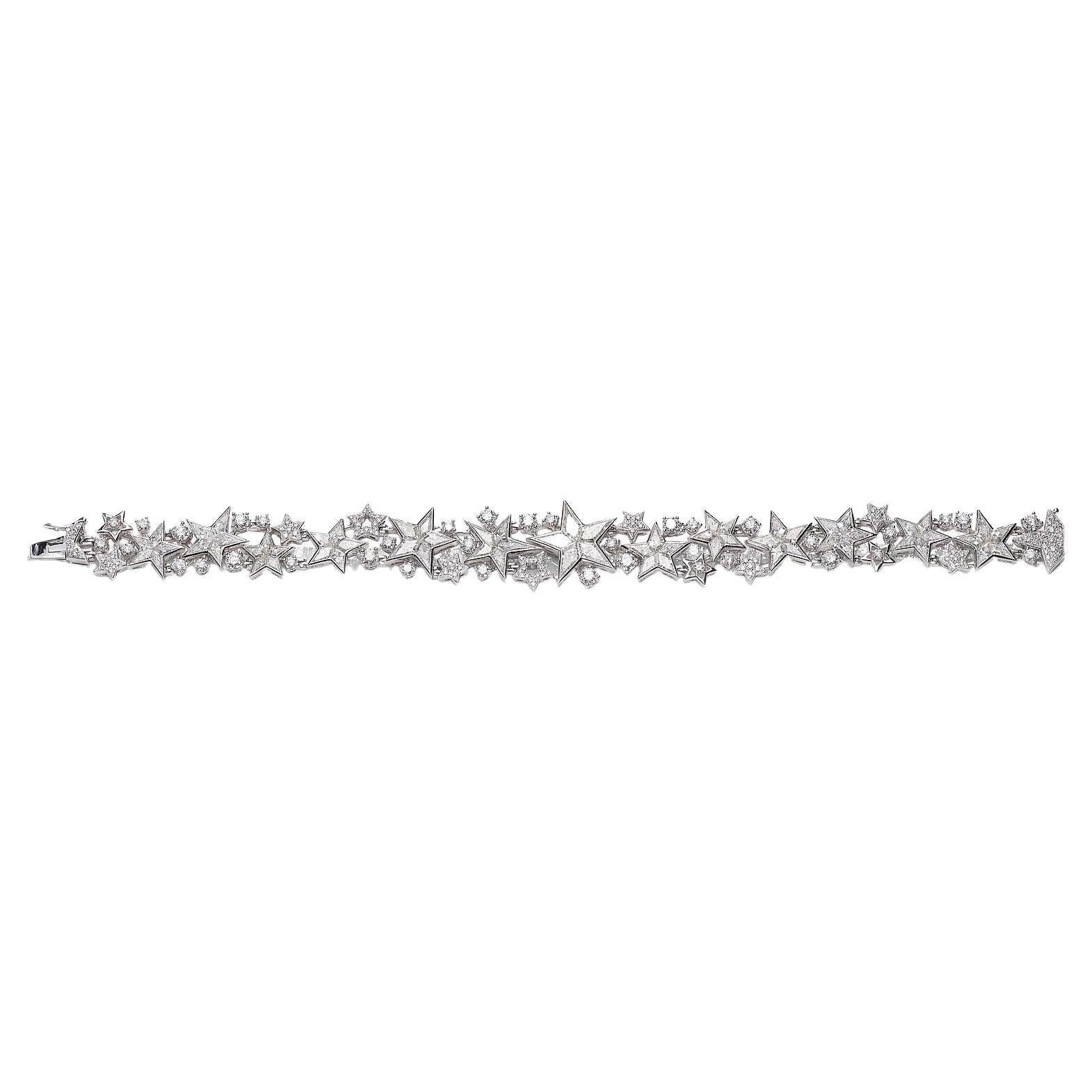 Stars Diamond White Gold Bracelet For Sale