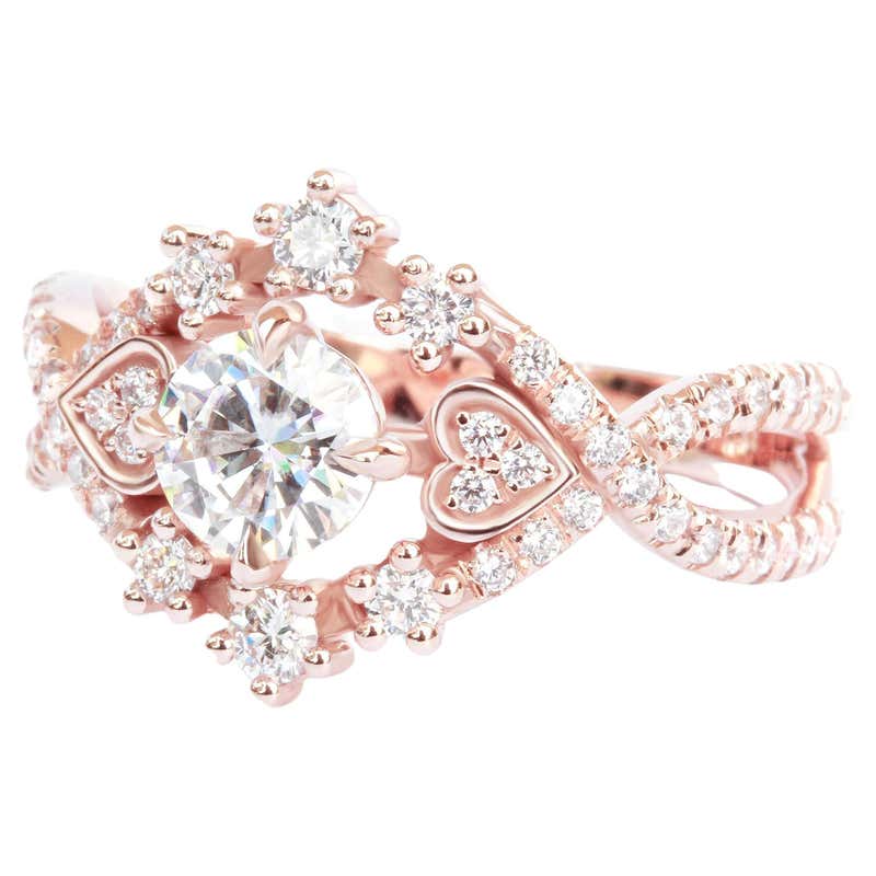 Round Morganite Moons and Stars Celestial Unique Engagement Ring ...