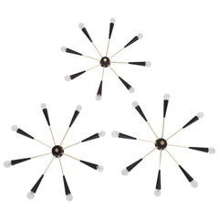 Stars Light with 8 Arms Pendant or Wall Lights, Italian Design, Italy, 1950