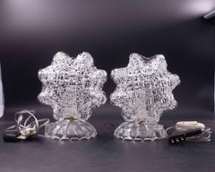 "Stars" Set of 2 Art Decò Murano Glass Barovier e Toso Table Lamp, 1940