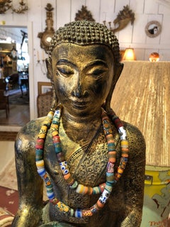 Startlingly Beautiful Bronze Bejeweled Thai Buddha Statue