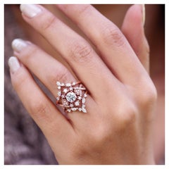 Starts & Heart Round Moissanite Diamond Halo Three Ring Set Destiny & Iceland