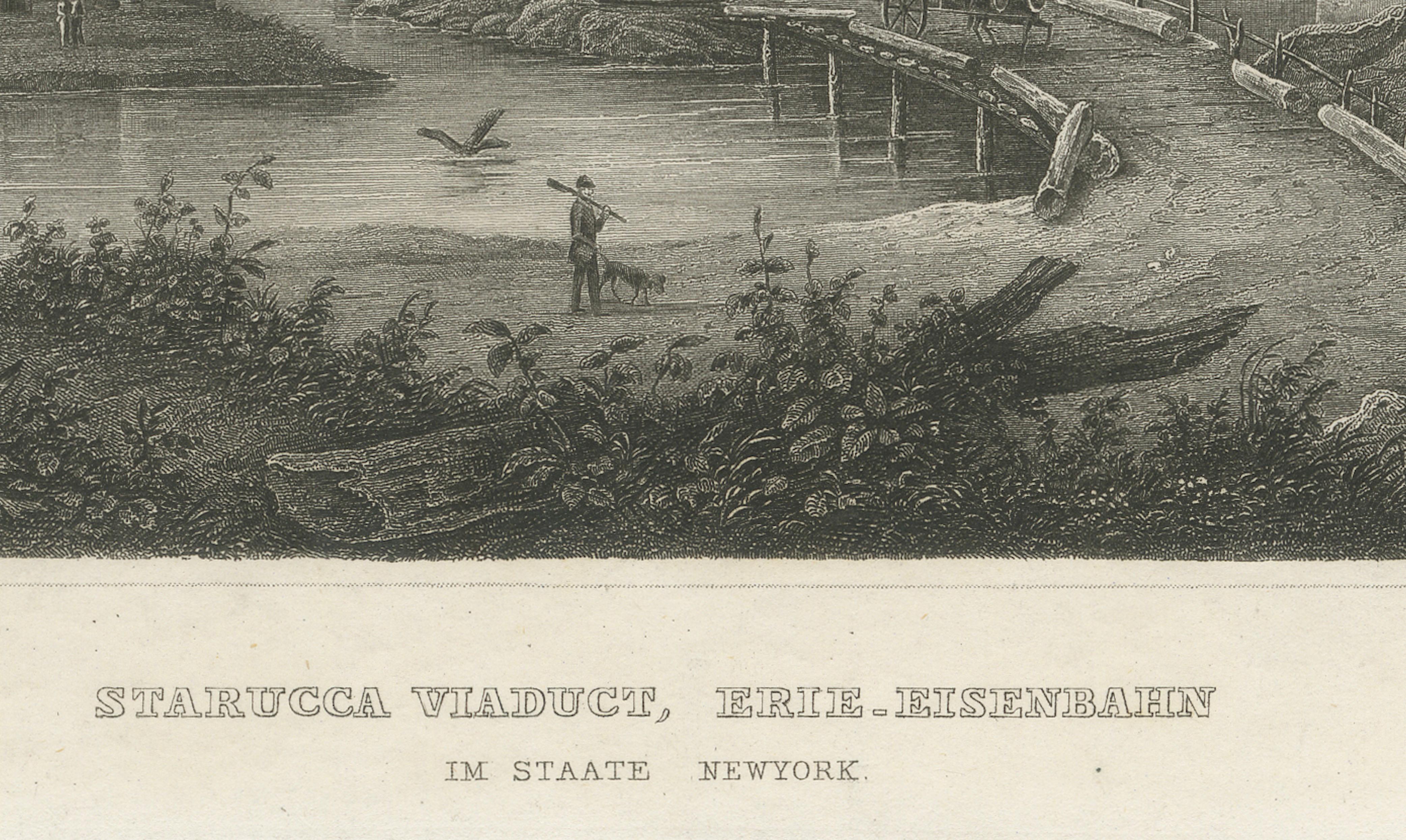 Starucca Viaduct, Erie Railroad – Antique New York Railway Engraving, ca.1850