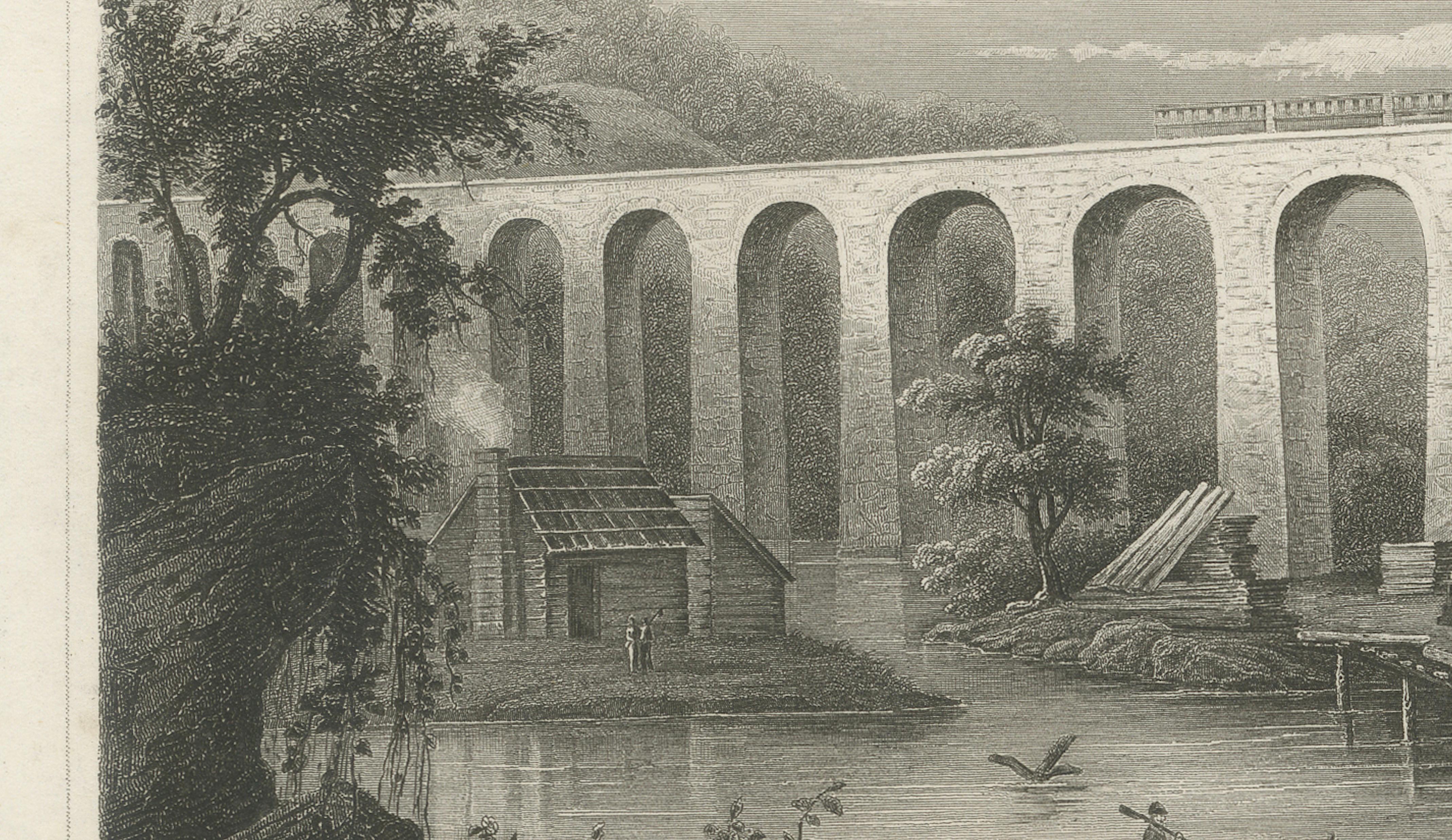 Starucca Viaduct, Erie Railroad – Antique New York Railway Engraving, ca.1850