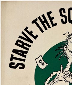 STARVE THE SQUANDER BUG Dr. Seuss Original Vintage WWII War Propaganda Poster