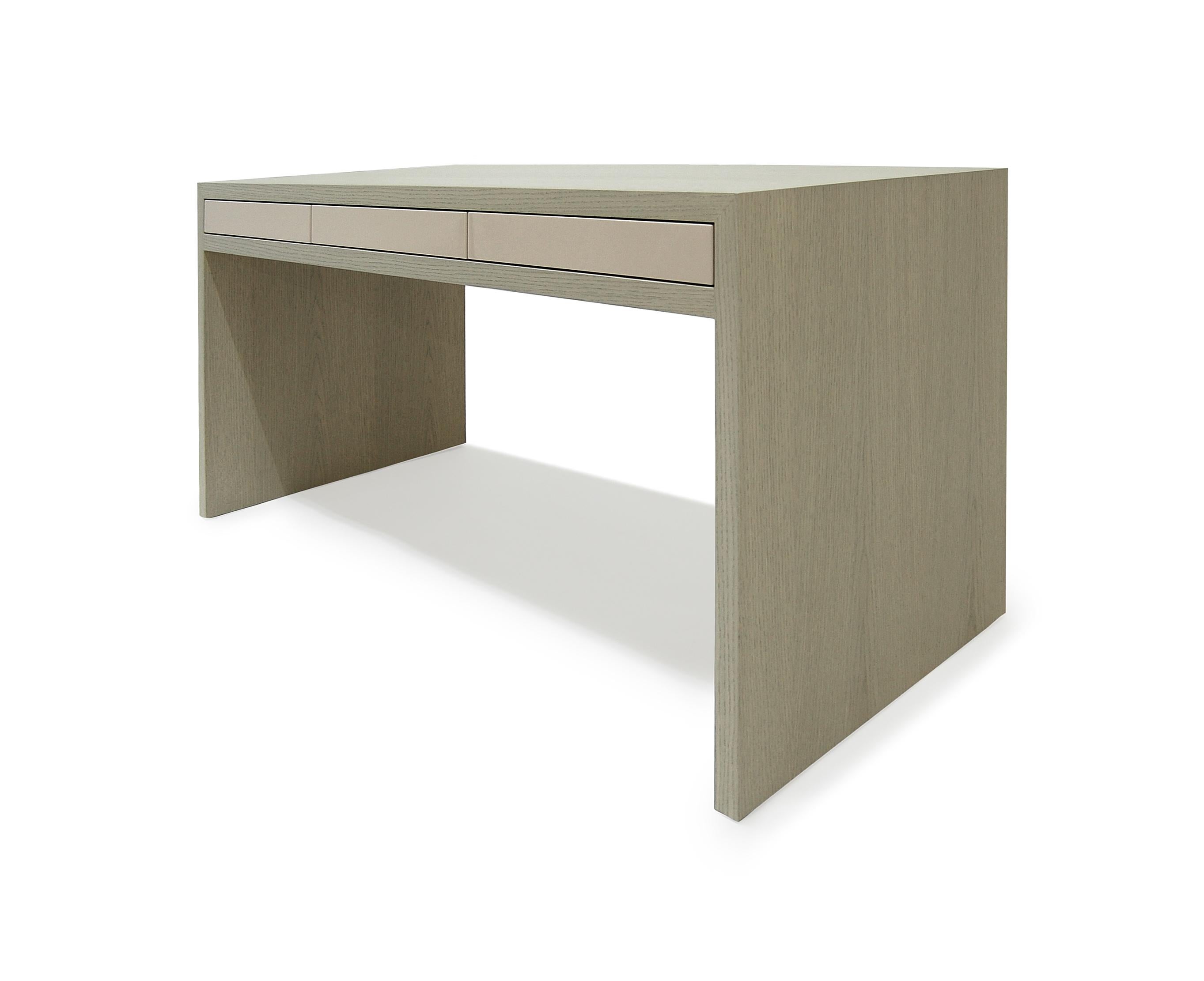 Contemporary Stash Desk lacquer & walnut , lacquer drawers, lacquer and wood desk, waterfall For Sale