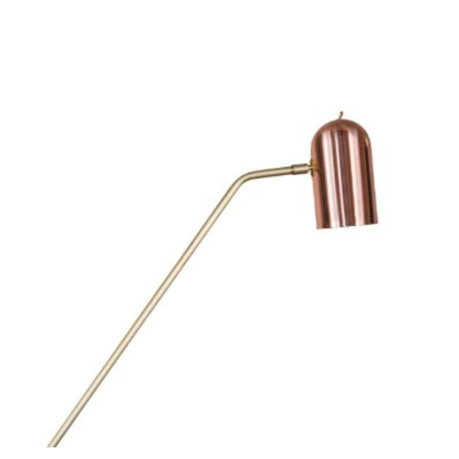 Contemporary Stasis Floor Light, Brass + Copper by Bert Frank For Sale